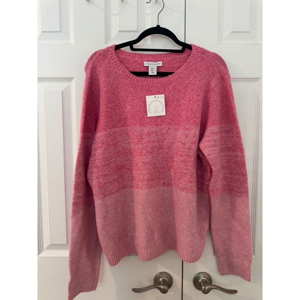 Cupcakes and Cashmere Soft Pink Ombre Crewneck Sweater XL Recycled Knit Pullover